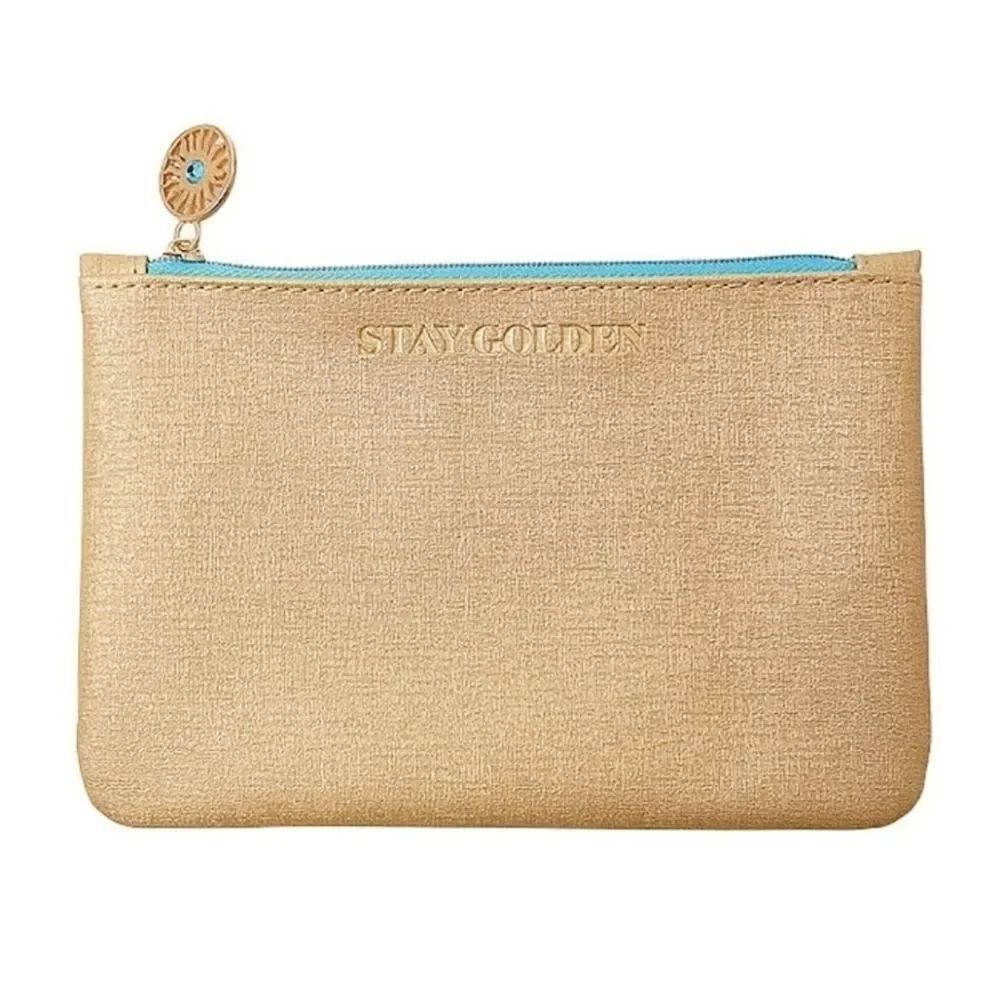 🔺️NWOT Ipsy Gold & Turquoise "Stay Golden" Multi-use Glam Bag Pouch